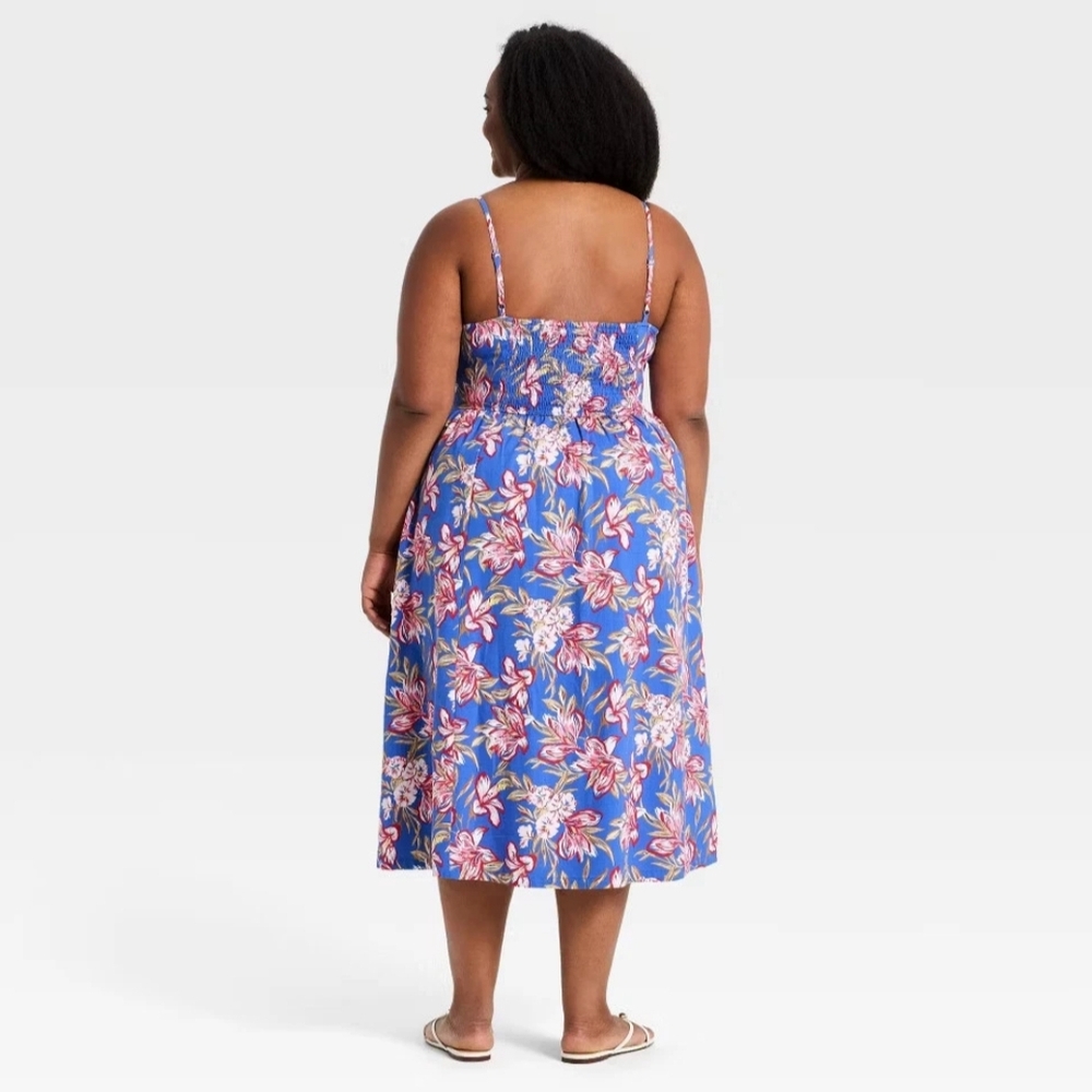 A New Day NWT Blue Floral Corset Midi Dress Size 4X - Picture 2 of 4